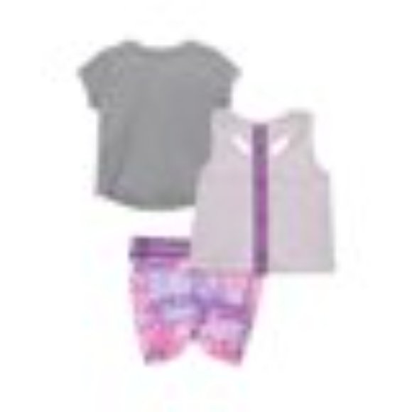 REEBOK GIRS 3 PIECE SHORT SET : Shorts, Shirt and tank Top SIZES - 2 Toddler NEW - Picture 2 of 5